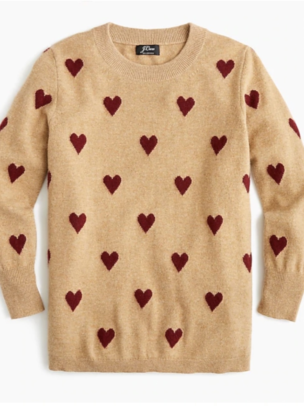 J.Crew Everyday Cashmere Crewneck Sweater with Intarsia Knit Hearts